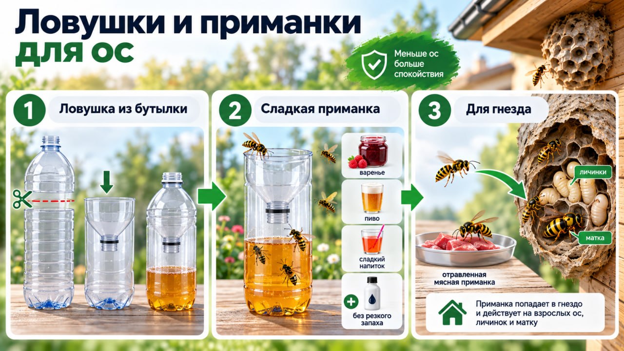 Какие бывают ловушки и приманки для ос